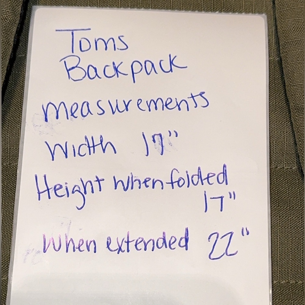 TOMS Green/Gray Unisex Rucksack School Backpack Travel Office Bag - Picture 10 of 10